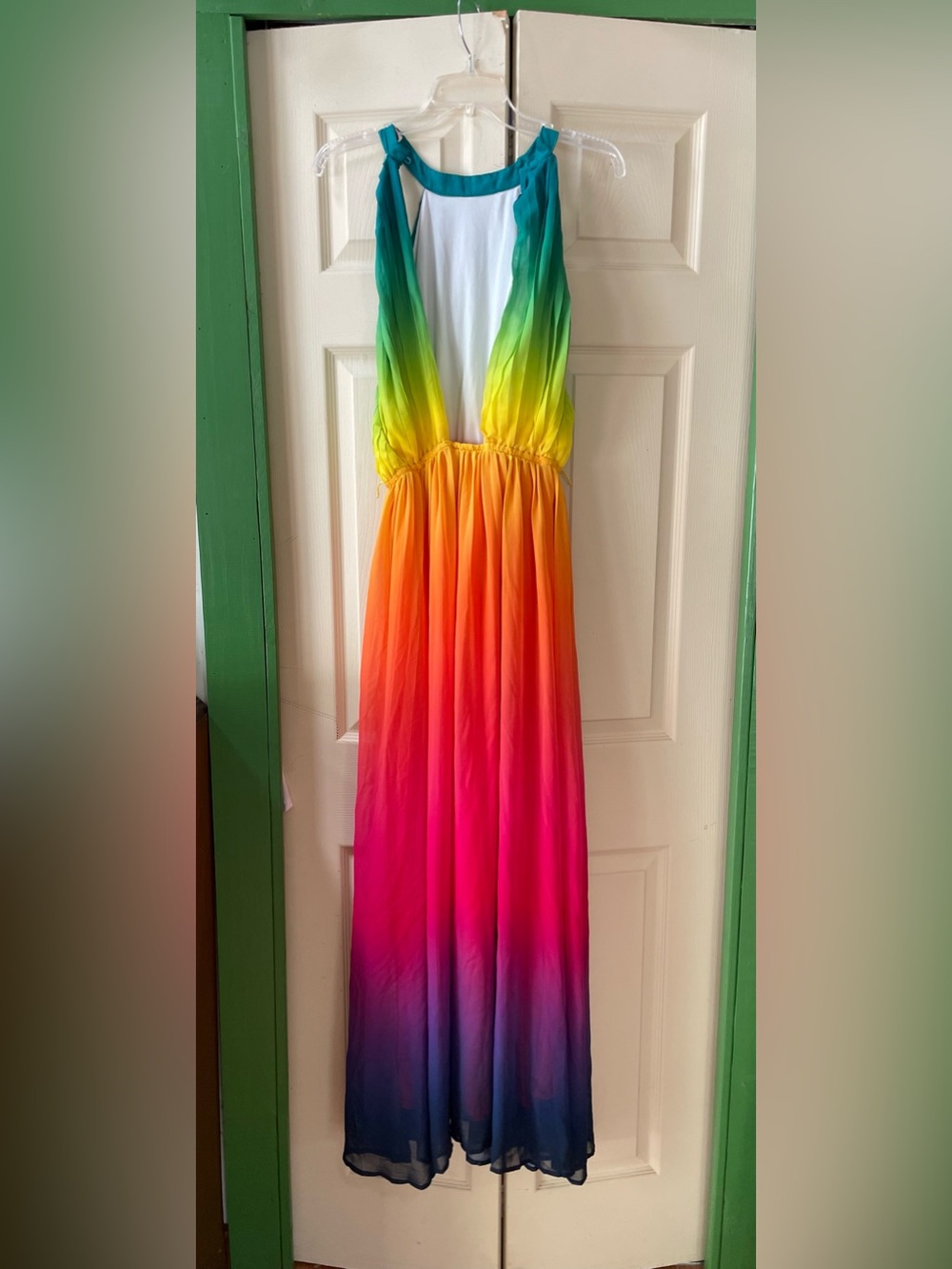 Rainbow Ombre Maxi Dress - Green to Purple - Picture 5 of 14